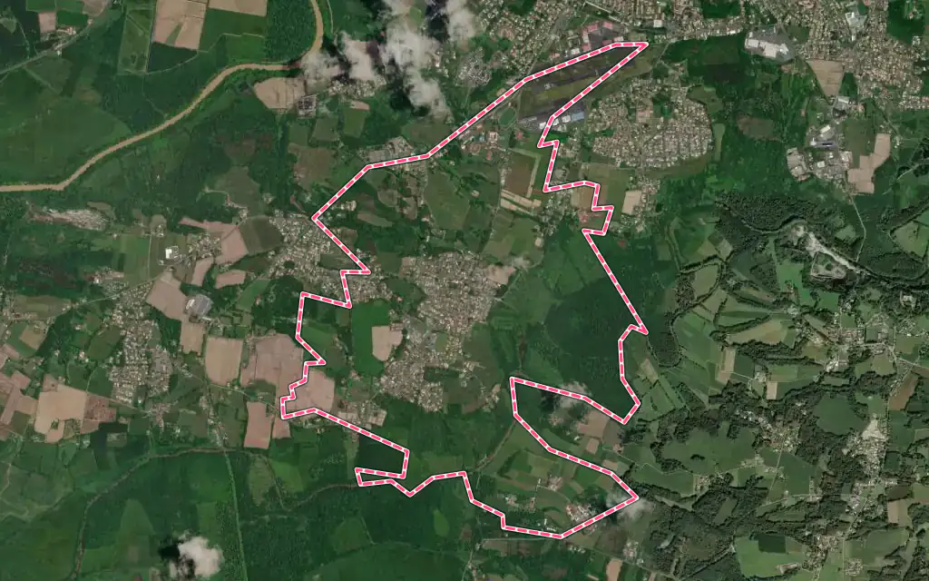 Vue satellite de Oeyreluy avec ses contours administratifs