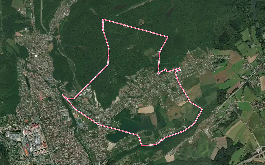 Vue satellite de Offemont avec ses contours administratifs
