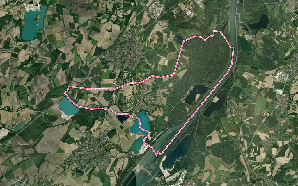 Vue satellite de Offendorf avec ses contours administratifs