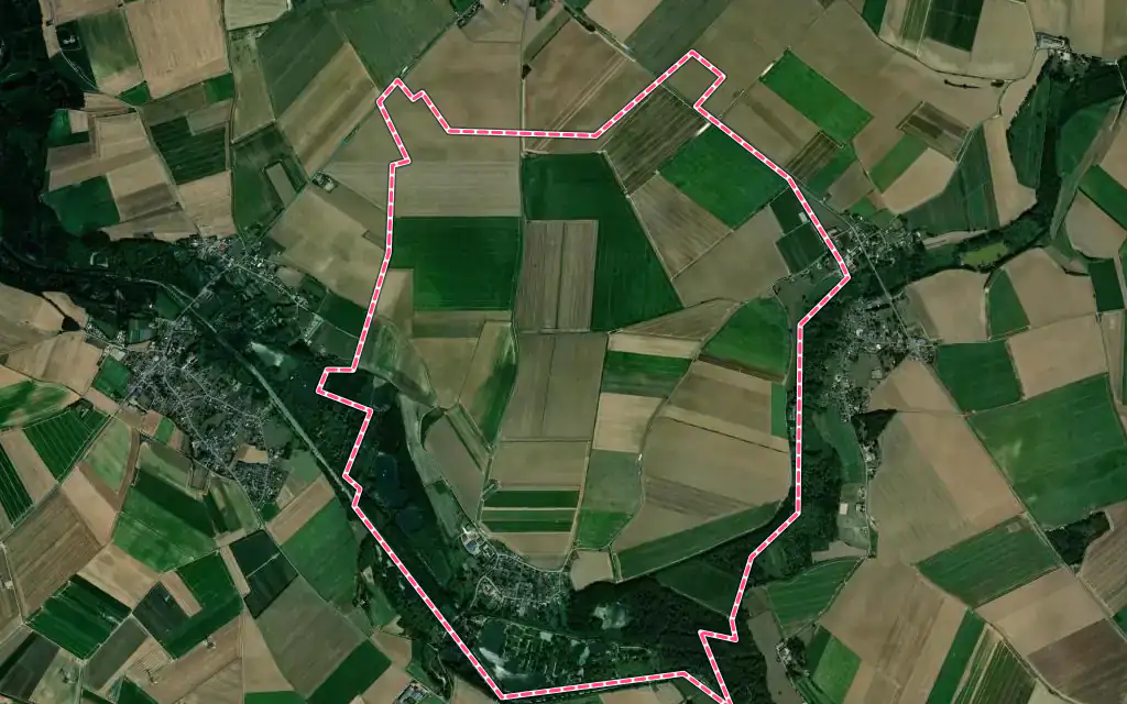 Vue satellite de Offoy avec ses contours administratifs