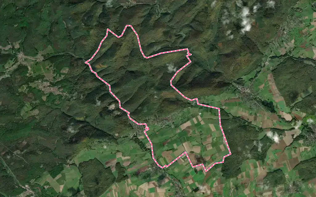 Vue satellite de Offwiller avec ses contours administratifs