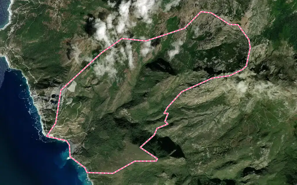 Vue satellite de Ogliastro avec ses contours administratifs
