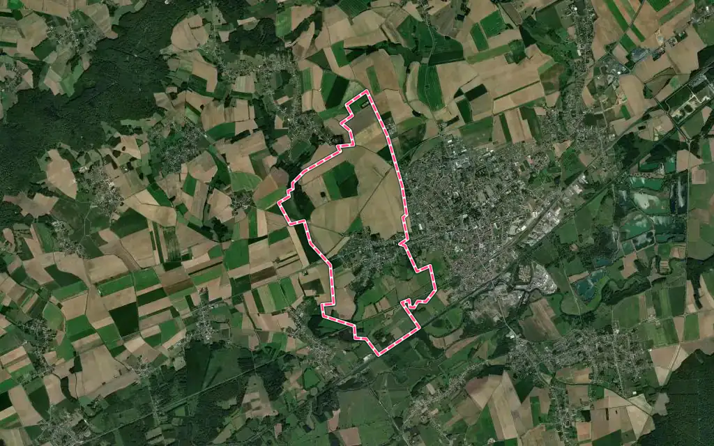 Vue satellite de Ognes avec ses contours administratifs