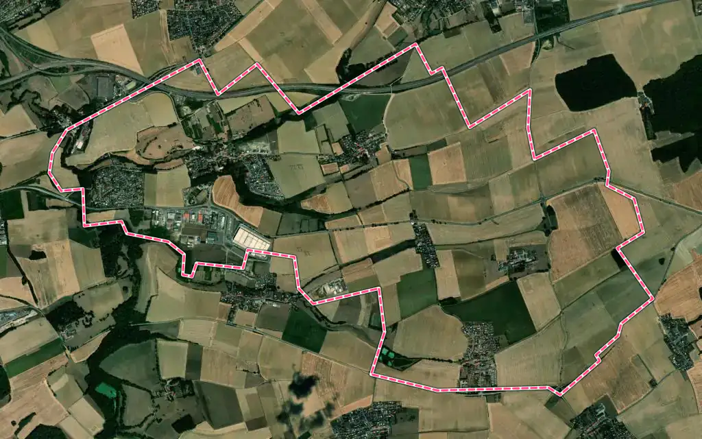 Vue satellite de Ogy-Montoy-Flanville avec ses contours administratifs