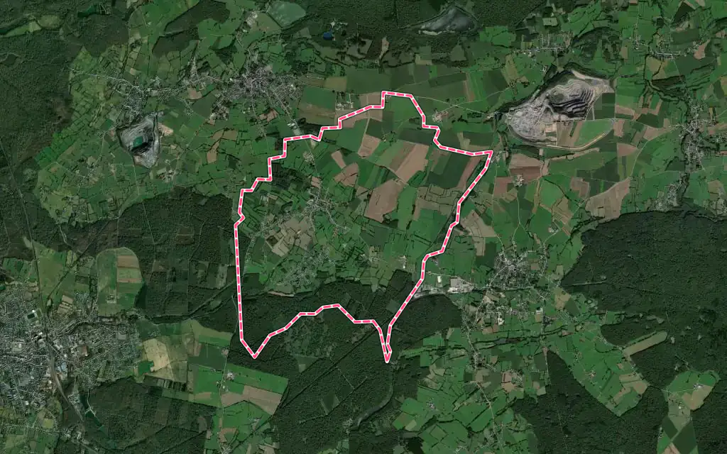 Vue satellite de Ohain avec ses contours administratifs