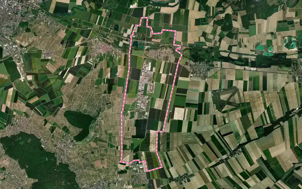 Vue satellite de Oiry avec ses contours administratifs