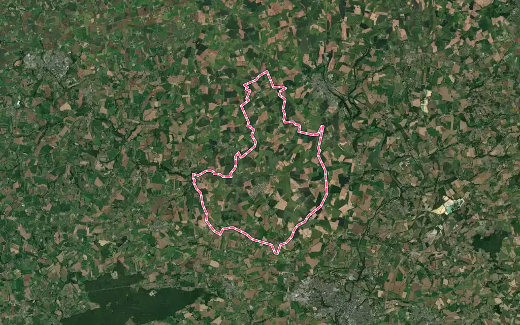 Vue satellite de Oisseau avec ses contours administratifs