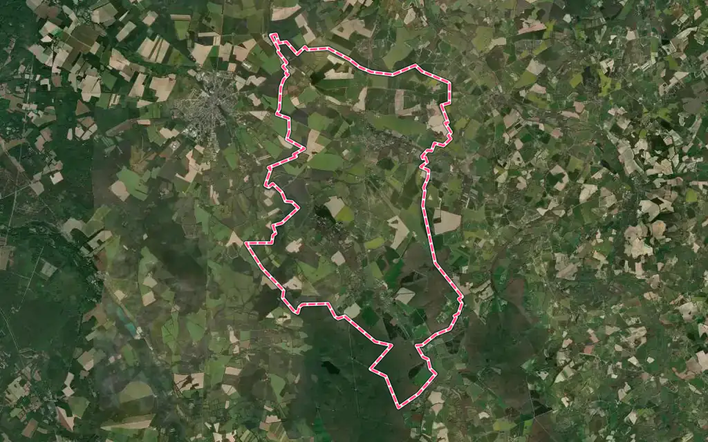 Vue satellite de Oizon avec ses contours administratifs