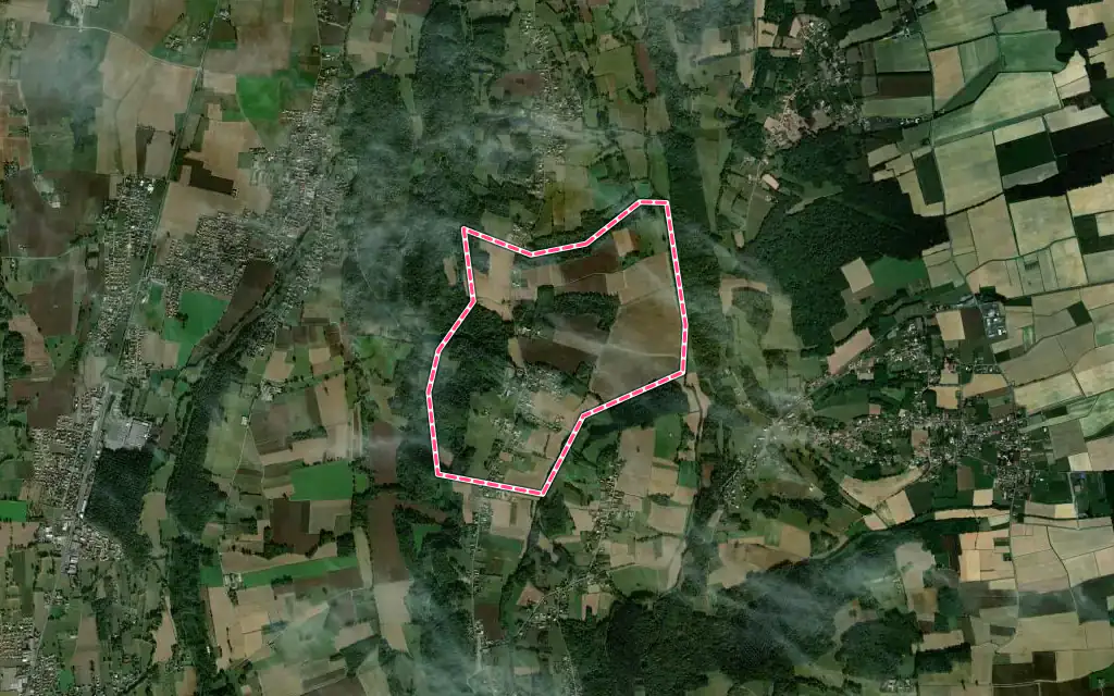 Vue satellite de Oléac-Debat avec ses contours administratifs