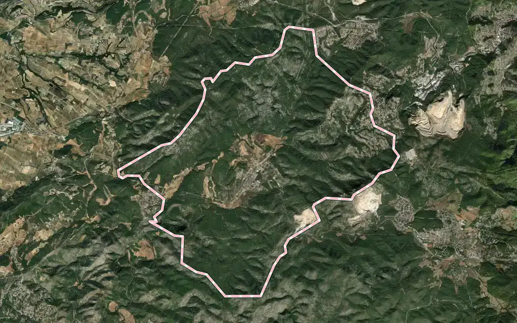 Vista satélite de Olesa de Bonesvalls con su contorno administrativo