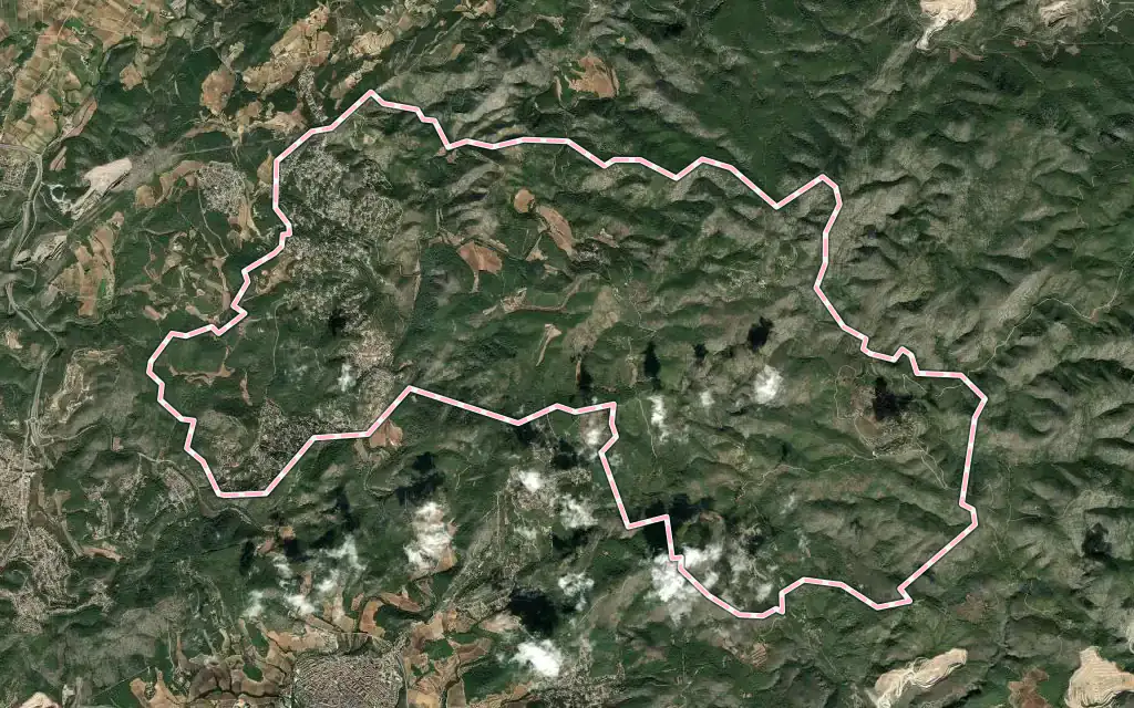 Vista satélite de Olivella con su contorno administrativo