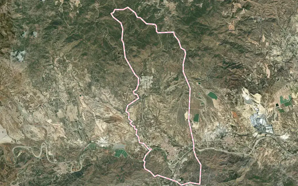 Vista satélite de Olula del Río con su contorno administrativo