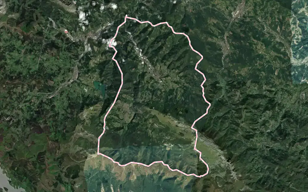 Vista satélite de Oñati con su contorno administrativo