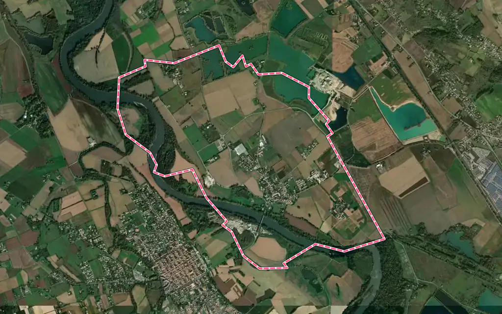 Vue satellite de Ondes avec ses contours administratifs