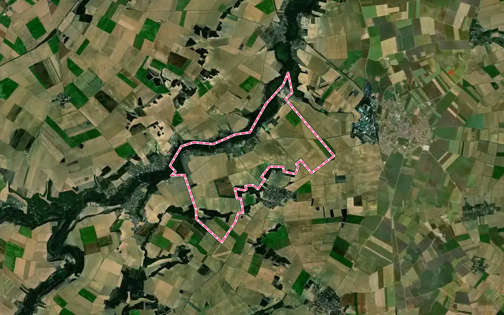 Vue satellite de Ondreville-sur-Essonne avec ses contours administratifs