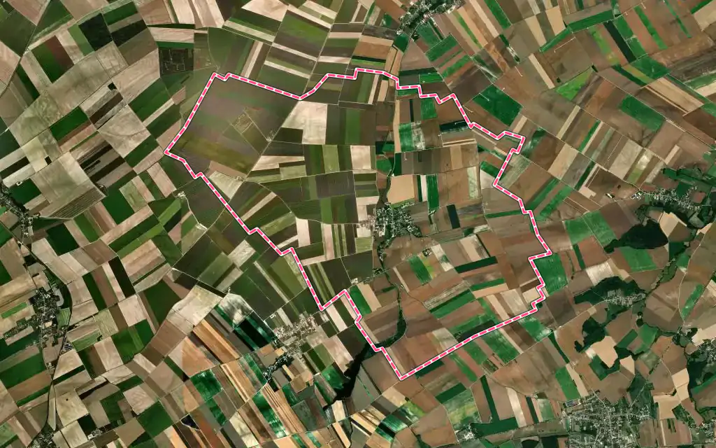 Vue satellite de Onjon avec ses contours administratifs