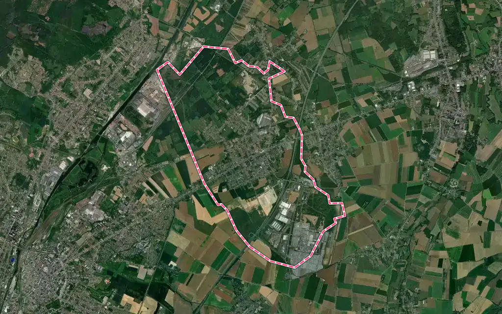Vue satellite de Onnaing avec ses contours administratifs