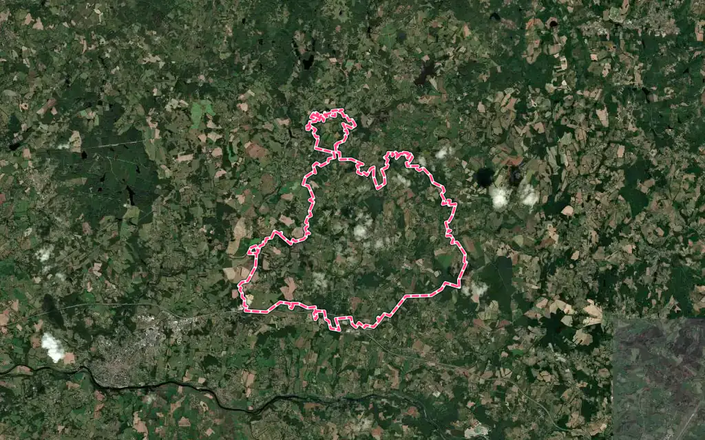 Vue satellite de Oradour-sur-Glane avec ses contours administratifs