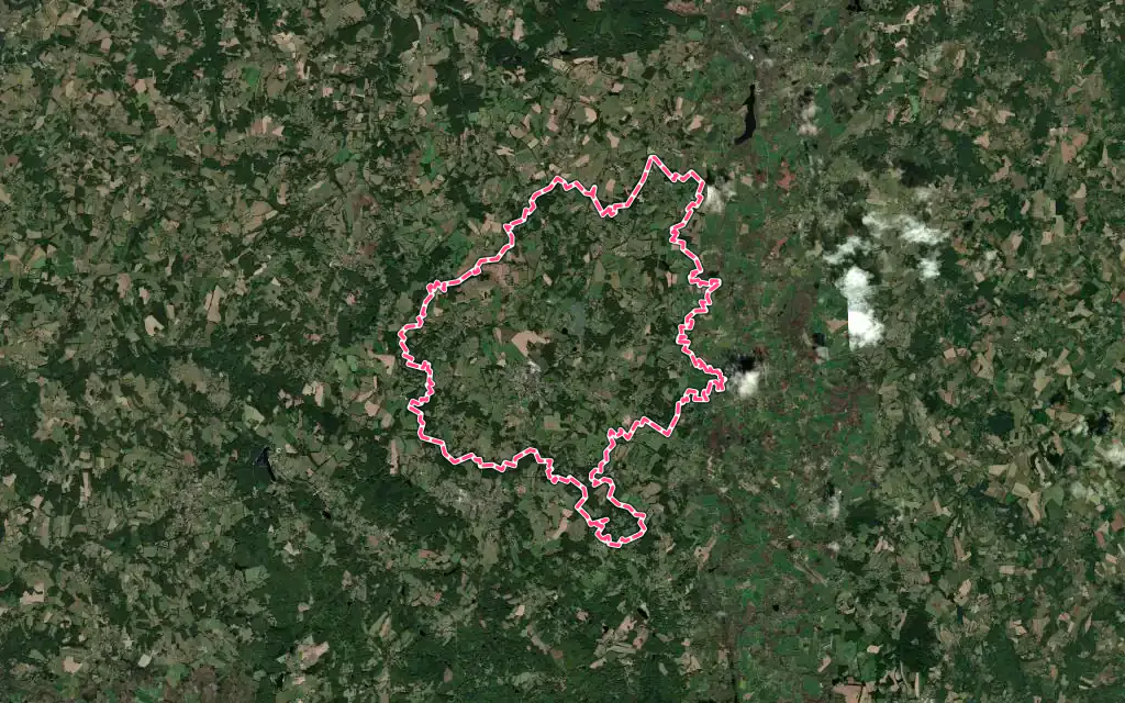 Vue satellite de Oradour-sur-Vayres avec ses contours administratifs