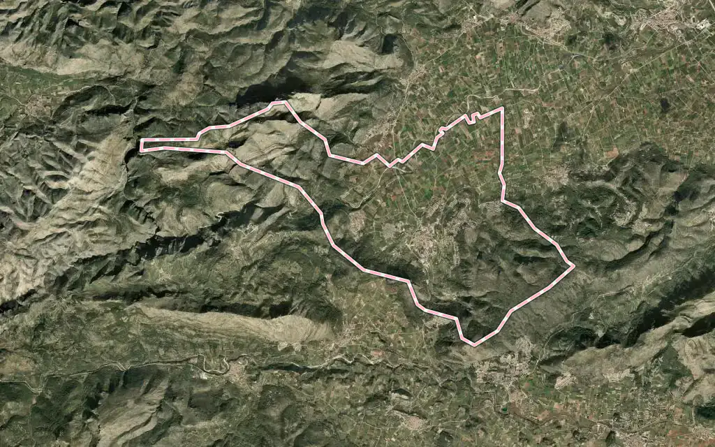 Vista satélite de Orba con su contorno administrativo