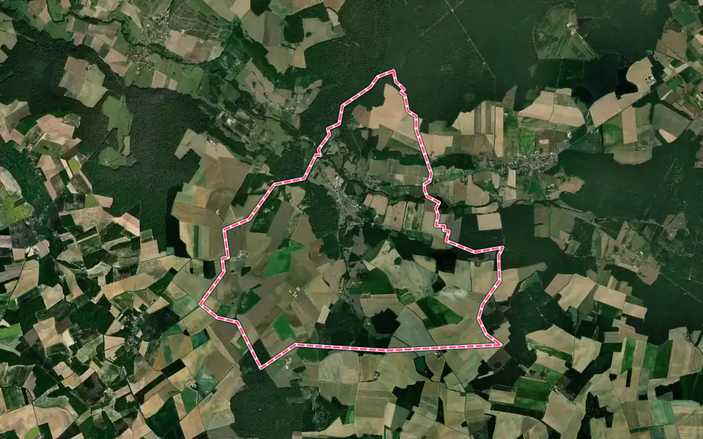 Vue satellite de Orbais-l'Abbaye avec ses contours administratifs