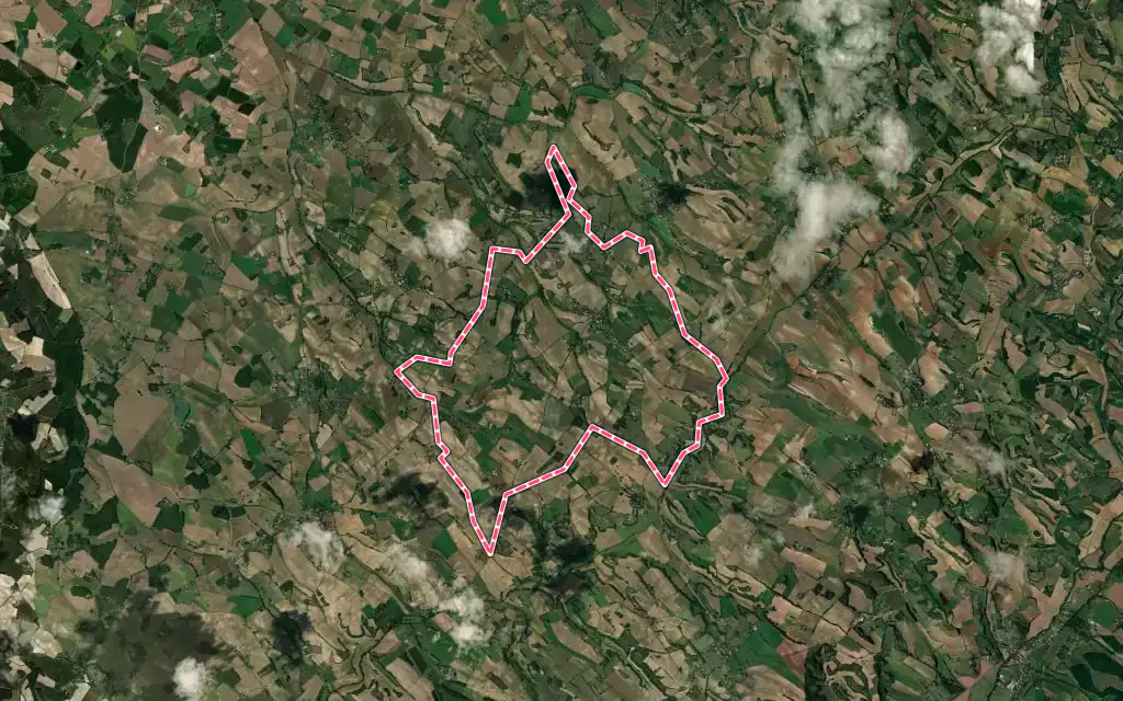 Vue satellite de Orban avec ses contours administratifs