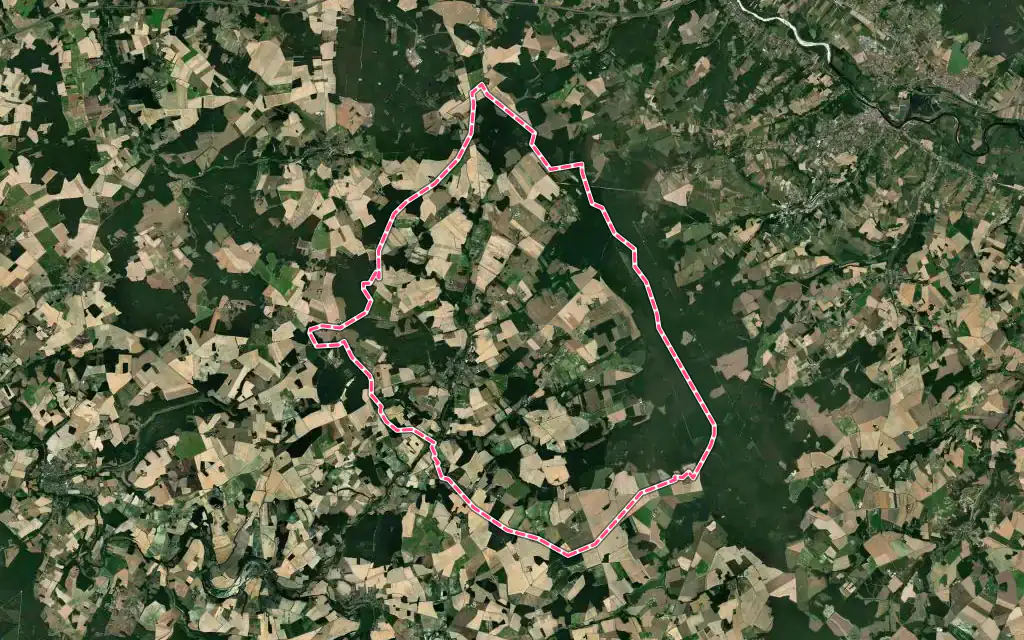 Vue satellite de Orbigny avec ses contours administratifs