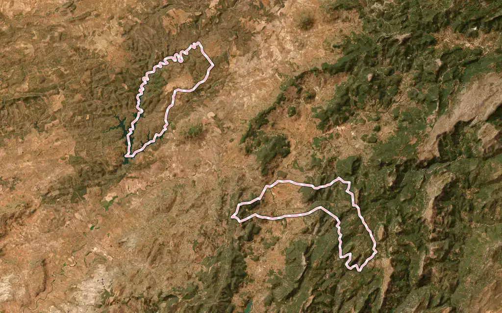 Vista satélite de Orcera con su contorno administrativo