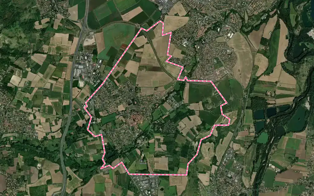 Vue satellite de Orcet avec ses contours administratifs