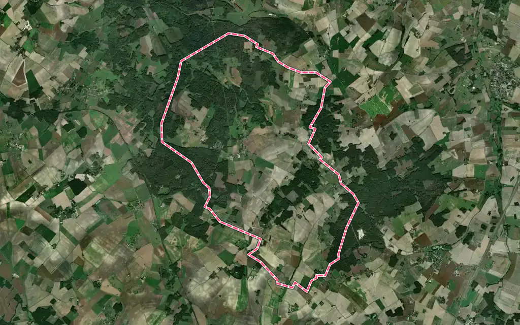Vue satellite de Orches avec ses contours administratifs
