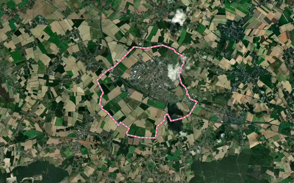 Vue satellite de Orchies avec ses contours administratifs