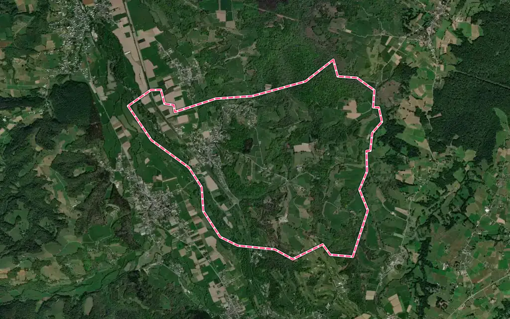 Vue satellite de Ordizan avec ses contours administratifs