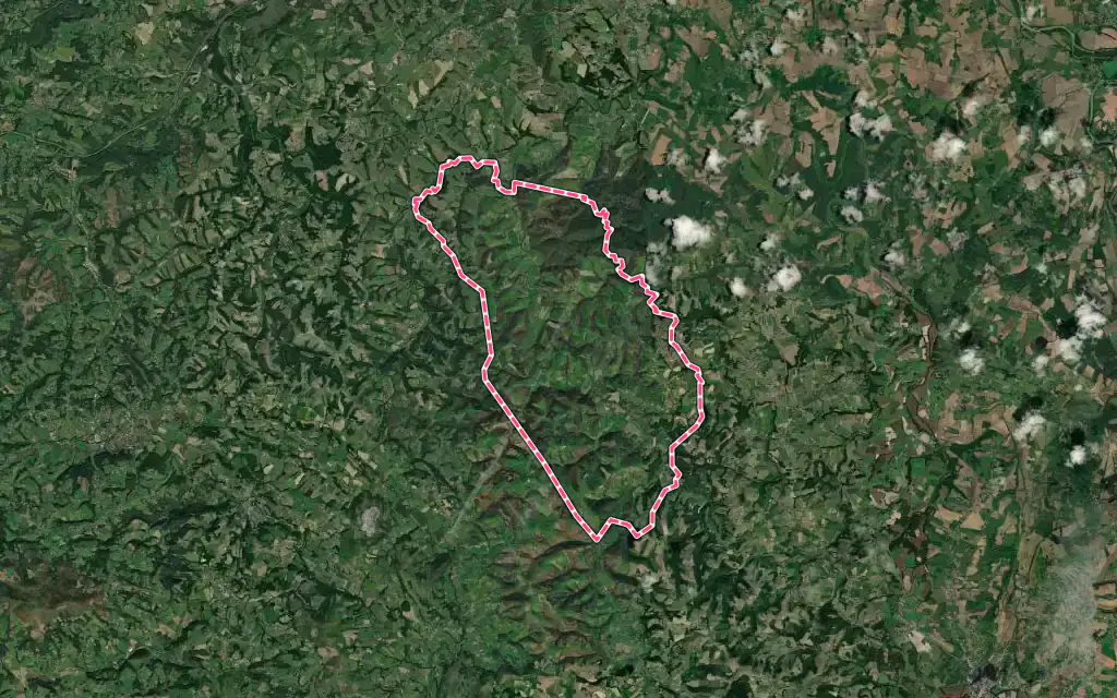 Vue satellite de Orègue avec ses contours administratifs
