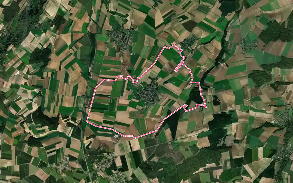 Vue satellite de Oresmaux avec ses contours administratifs