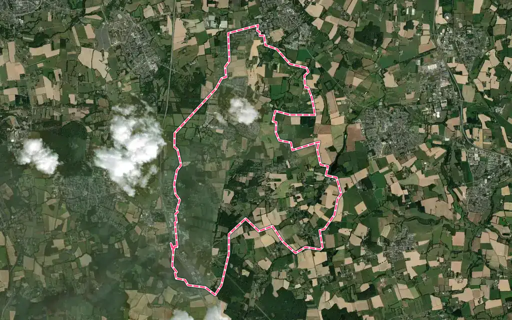 Vue satellite de Orgères avec ses contours administratifs