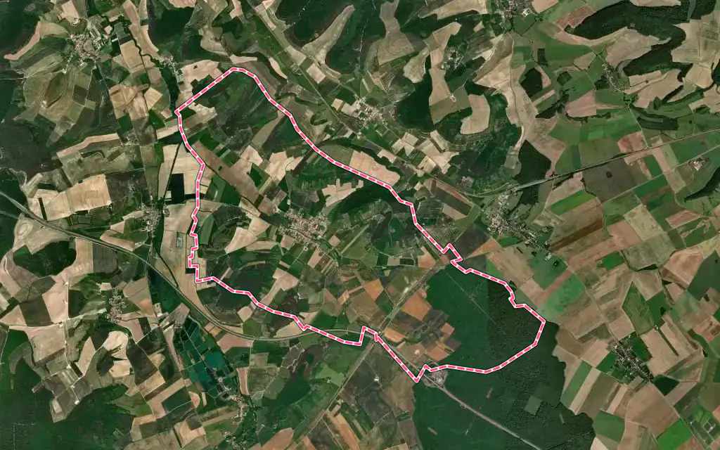 Vue satellite de Orges avec ses contours administratifs