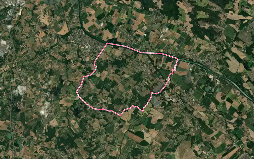 Vue satellite de Orgueil avec ses contours administratifs