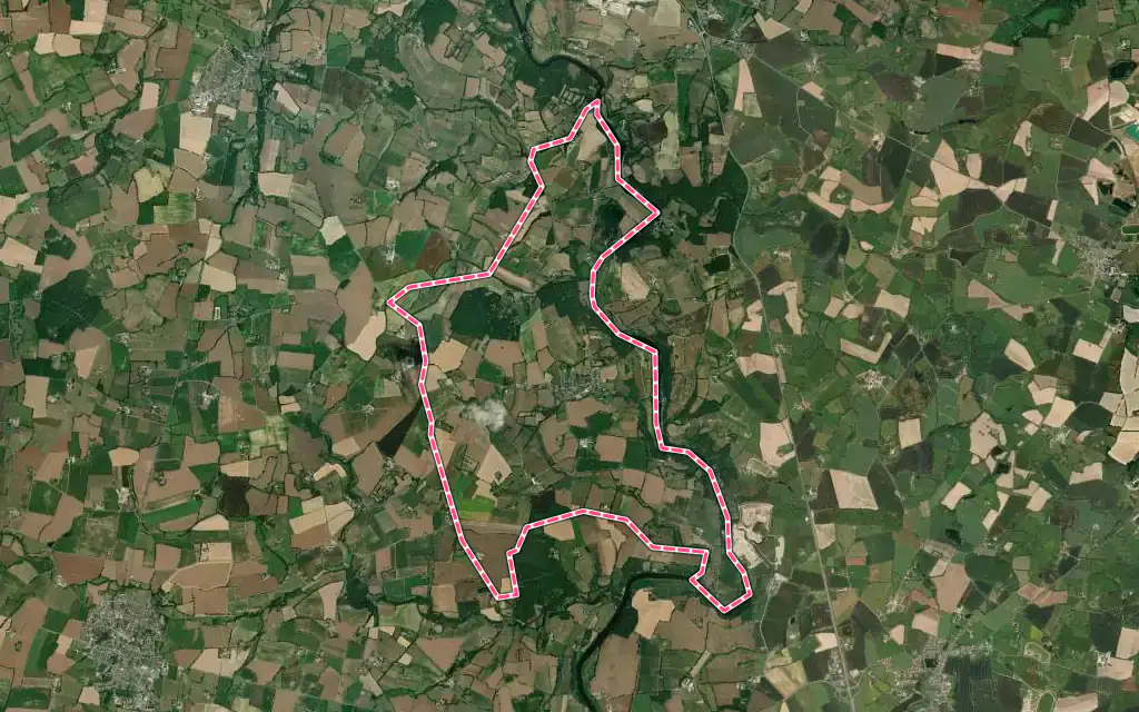 Vue satellite de Origné avec ses contours administratifs