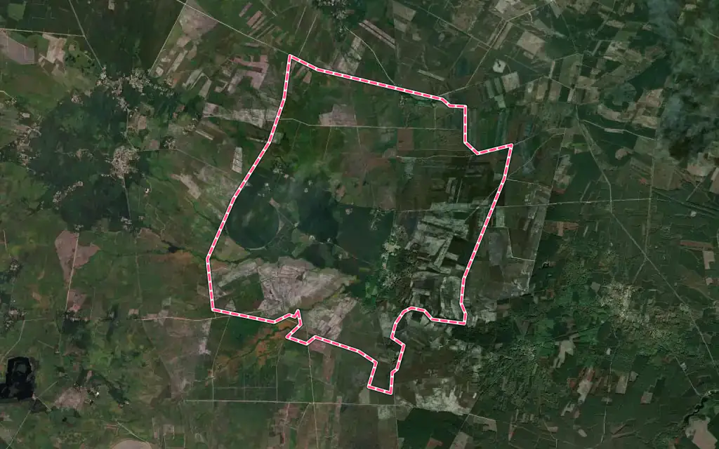 Vue satellite de Origne avec ses contours administratifs