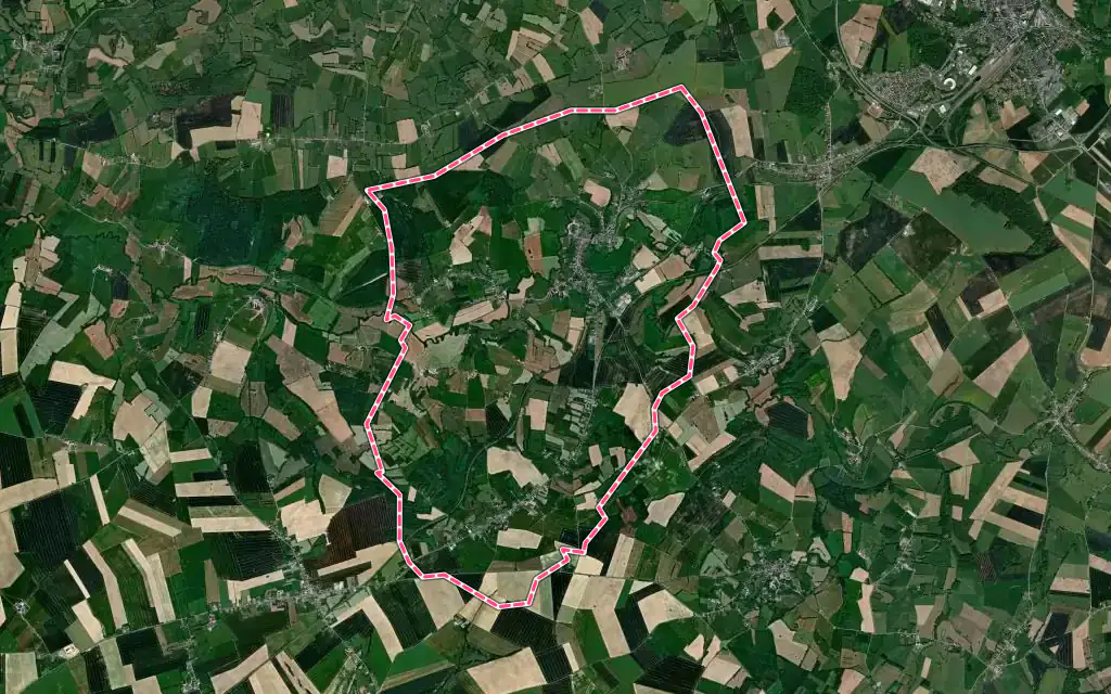 Vue satellite de Origny-en-Thiérache avec ses contours administratifs
