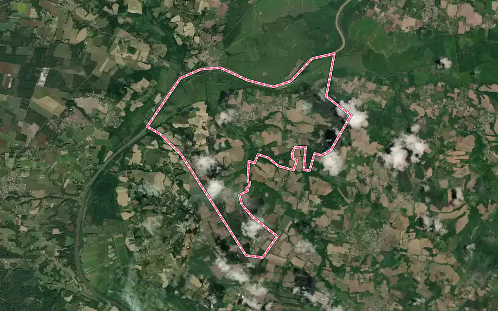 Vue satellite de Orist avec ses contours administratifs