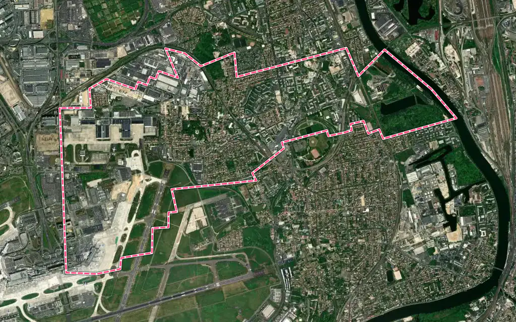 Vue satellite de Orly avec ses contours administratifs