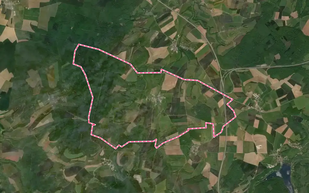 Vue satellite de Ormancey avec ses contours administratifs