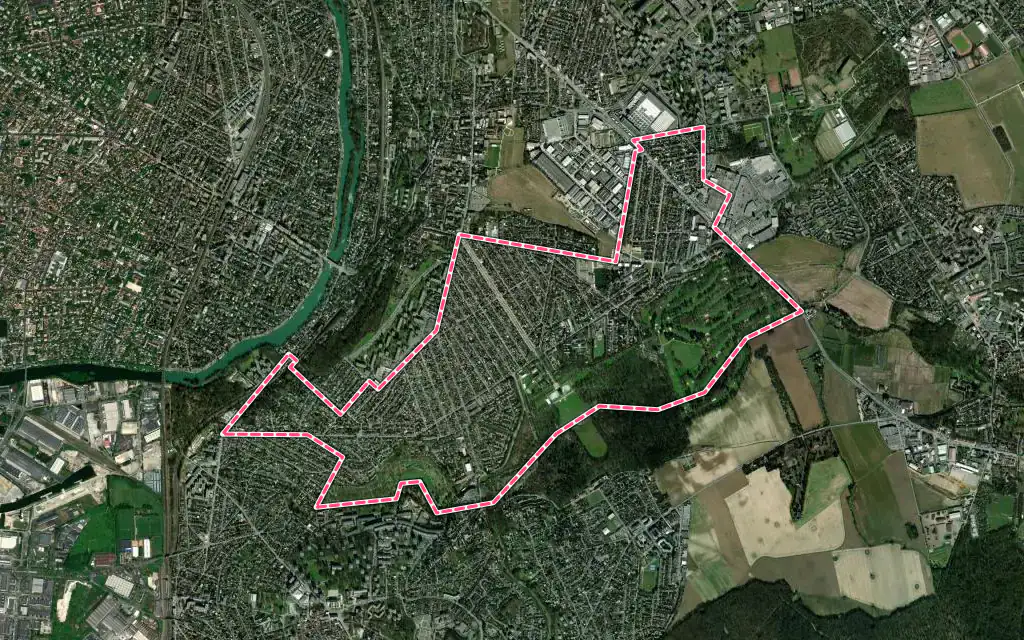 Vue satellite de Ormesson-sur-Marne avec ses contours administratifs