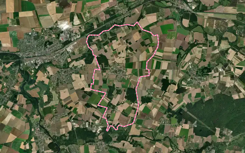 Vue satellite de Ormoy avec ses contours administratifs
