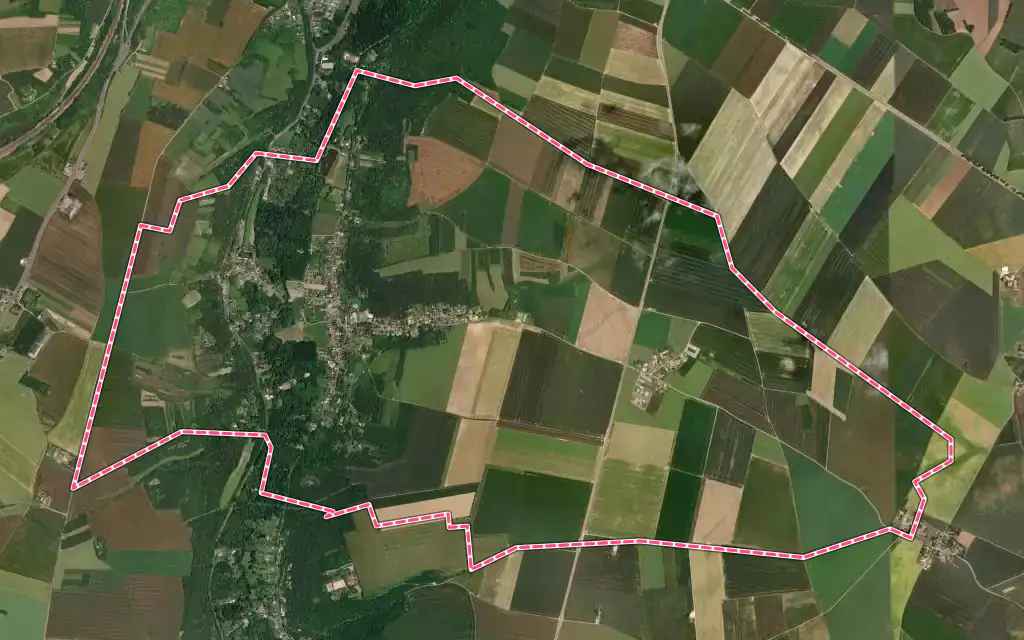 Vue satellite de Ormoy-la-Rivière avec ses contours administratifs