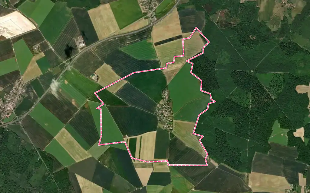 Vue satellite de Ormoy-le-Davien avec ses contours administratifs