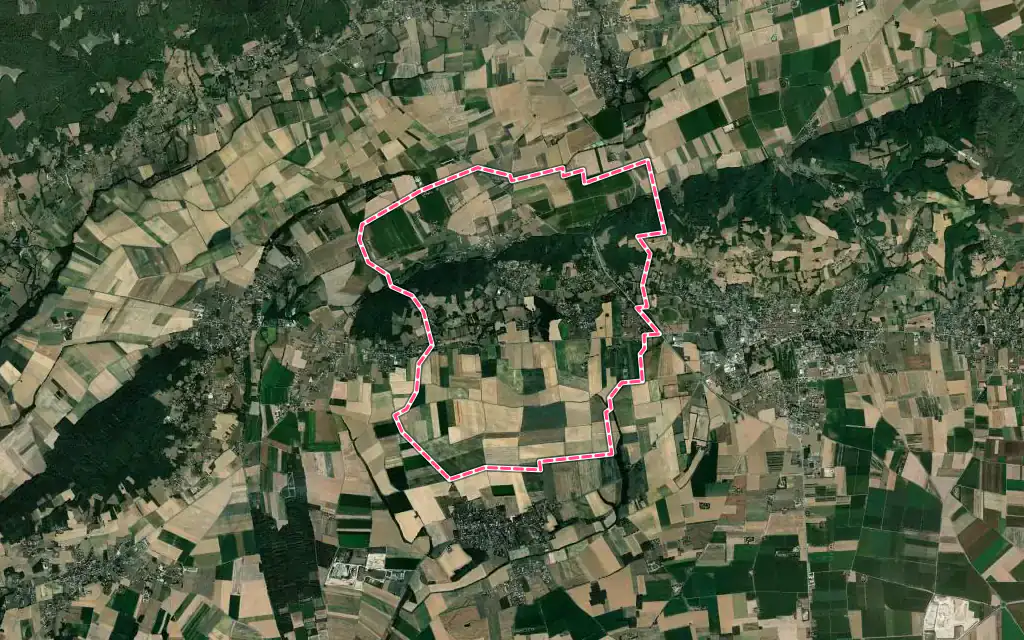 Vue satellite de Ornacieux-Balbins avec ses contours administratifs