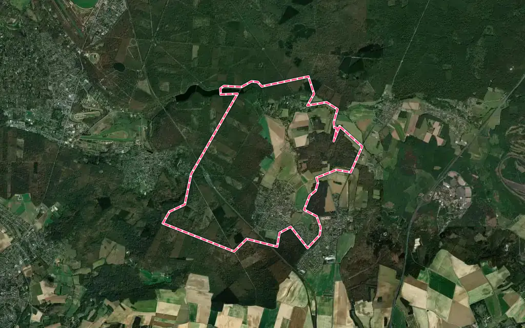 Vue satellite de Orry-la-Ville avec ses contours administratifs