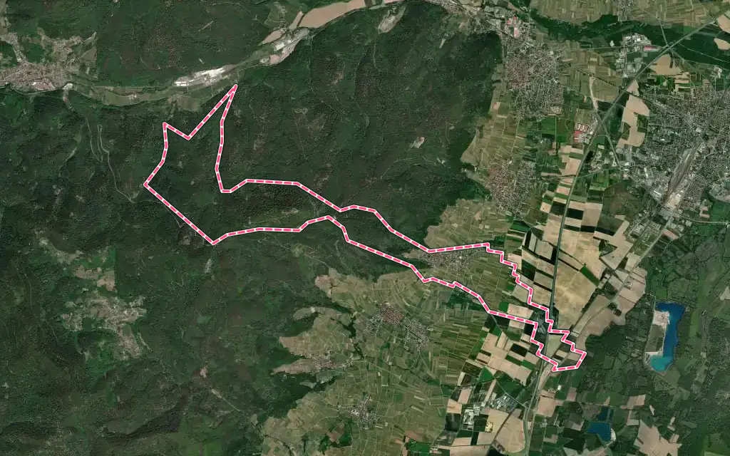 Vue satellite de Orschwiller avec ses contours administratifs
